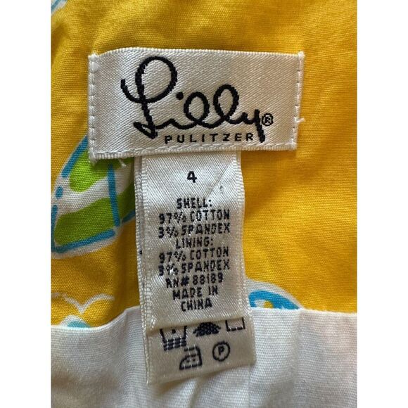 Vintage Lilly Pulitzer Yellow Dress Blue Monkey Print Mini Dress Size 4 - Picture 6 of 6